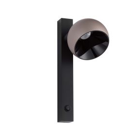 Nova Luce Lusa - applique murale - Ø 10 x 26 x 13 cm - 10W LED inclus - café moka et noir