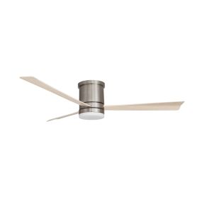 Nova Luce Silky - ventilateur de plafond avec lumière et télécommande - Ø 132 x 25 cm - 18W LED inclus - nickel brossé