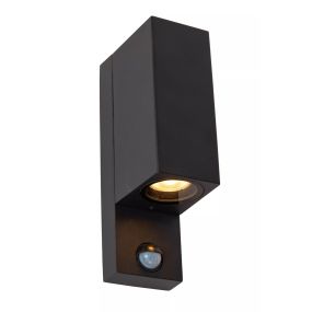 Lucide Zaro - Applique d'extérieur avec détecteur - 7 x 10,4 x 23 cm - IP65 - noir