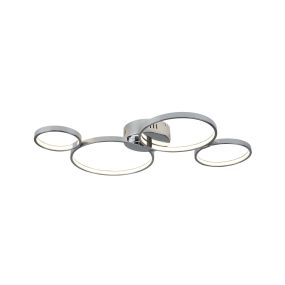 Searchlight Solexa - plafonnier - 75 x 50 x 7 cm - 30W LED dimmable inclus - chrome et blanc