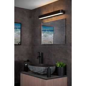 Lucide Madelon - miroir lumineux - 60 x 5 x 10 cm - 9W LED inclus - IP44 - noir et opale