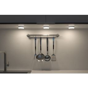 Calex Spot on Pucklights - set de 3 pucklights à piles avec télécommande - Ø 7,8 x 3,8 cm - blanc