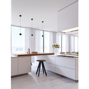 Nova Luce Conga - lampe suspendue - Ø 9,6 x 140 cm - 13W LED inclus - noir chromé