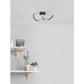 Nova Luce Amara - plafonnier - 61 x 24,5 x 27 cm - 23W LED inclus - noir sable