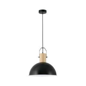 Faro Margot - lampe suspendue - Ø 41,5 x 20 cm - noir mat et marron clair