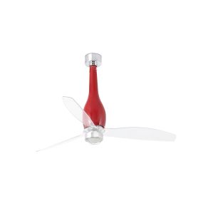 Faro Eterfan - ventilateur de plafond avec lumière et télécommande - Ø 128 cm - 17W LED inclus - rouge et transparent
