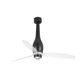 Faro Eterfan - ventilateur de plafond avec lumière et télécommande - Ø 128 cm - 17W LED inclus - noir mat et transparent