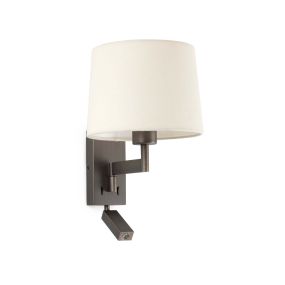 Faro Artis - applique murale avec interrupteur - 21,5 x 19 x 16 cm - 1W LED inclus - beige et bronze