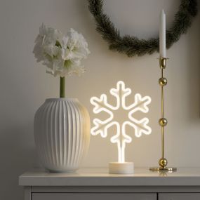Konstsmide lumières de Noël - flocon de neige néon alimenté par piles - 21,5 x 10 x 31 cm - blanc