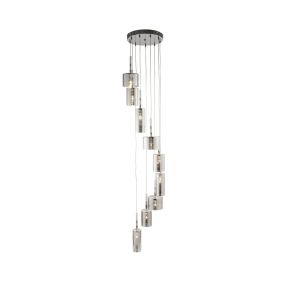 Searchlight Linen - lampe suspendue - Ø 40 x 185 cm - 9 x 7W halogène inclus - chrome