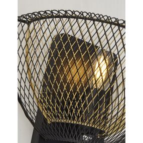 Searchlight Honeycomb - applique murale avec interrupteur à tirette - 25 x 15 x 17 cm - noir mat et or