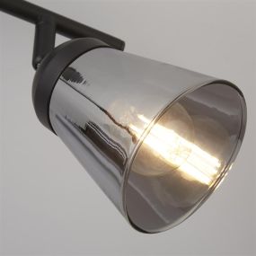 Searchlight Mega - spot en saillie 2L - 50 x 20 cm - noir et verre fumé