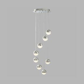 Searchlight Marbles - lampe suspendue - Ø 35 x 155 cm - 8 x 5W LED dimmable inclus - chrome