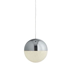 Searchlight Marbles - lampe suspendue - Ø 20 x 150 cm - 12W LED dimmable inclus - chrome