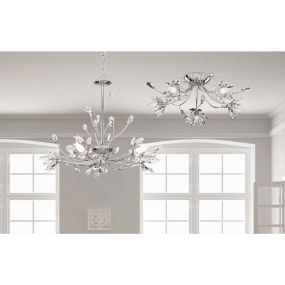 Searchlight Hibiscus - lampe suspendue - Ø 52 x 95 cm - chrome