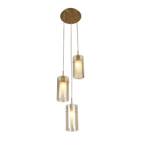 Searchlight Duo III - lampe suspendue - Ø 26 x 120 cm - bronze et champagne