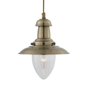 Searchlight Fisherman - lampe suspendue - Ø 18 x 95 cm - laiton antique