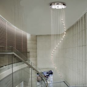 Searchlight Hallway - lampe suspendue - Ø 30 x 180 cm - chrome et transparent