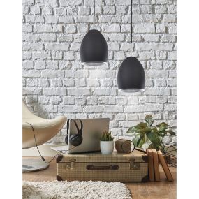Nova Luce Piccolo - lampe suspendue - Ø 17 x 120 cm - noir mat