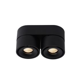 Lucide Yumiko - spot en saillie 2L - 16,1 x 7,8 x 8,2 cm - 2 x 8W LED dimmable inclus - noir