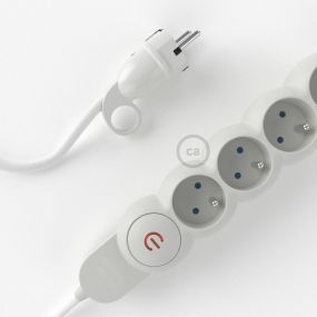 Creative Cables - multiprise avec câble de 1 mètre - 4 points de connexion - version BE/FR avec broche de mise à la terre - blanc
