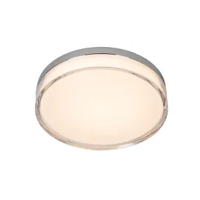 Lucide Plano - plafonnier d'extérieur - Ø 28 x 5,9 cm - 16W LED dimmable inclus - IP44 - opale et chrome