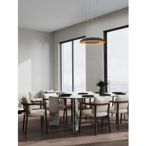 Nova Luce Epos - lampe suspendue - Ø 40 x 145 cm - 24W dimmable LED inclus - noir sablé et or brossé