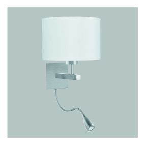 Searchlight Wall - applique murale avec double interrupteur - 20 x 25 cm - 1W LED inclus - argent satiné