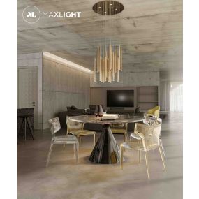 Maxlight Organic - lampe suspendue - Ø 62 x 180 cm - 33 x 1W + 4 x 3W LED dimmable inclus - or brossé