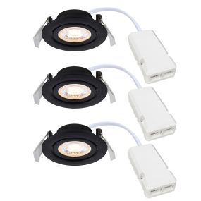 Nordlux Monolo 3-Kit - spot encastré - Ø 82 mm, Ø 68 mm taille d'encastrement - 3 niveaux de gradation - 4,8W LED inclus - noir
