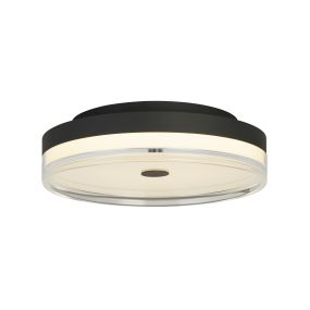 Searchlight Cyprus - plafonnier - Ø 40 x 11 cm - 29W LED dimmable inclus - noir et transparent