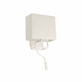 Faro Vesper - applique murale avec interrupteur - 22 x 15 x 45 cm - 1W LED incl. - blanc et beige