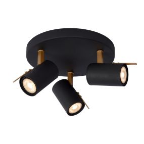 Lucide Grony - spot en saillie - Ø 23 x 15 cm - 3 x 5W LED dimmable inclus - noir