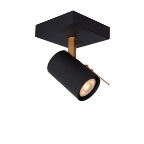 Lucide Grony - spot en saillie - 10 x 10 x 15 cm - 5W LED dimmable inclus - noir