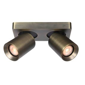 Artdelight Megano – spot en saillie 2 lumières – 20 x 10 x 11,5 cm – bronze antique