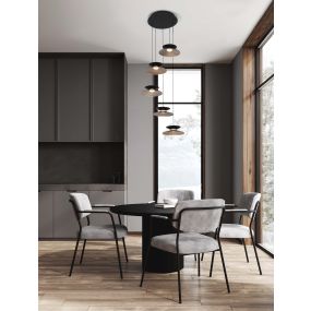 Nova Luce Morfi - lampe suspendue - Ø 42 x 161 cm - 25W dimmable LED inclus - noir sablé et or