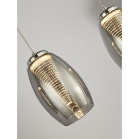 Searchlight Cyclone - lampe suspendue - 75,5 x 11,5 x 150 cm - 21W LED dimmable inclus - chrome et verre fumé