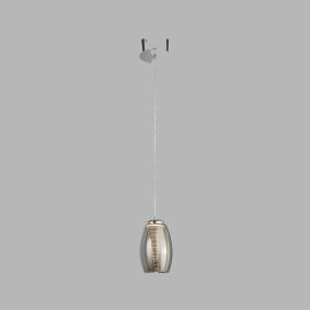 Searchlight Cyclone - lampe suspendue - Ø 11,5 x 120 cm - 6W LED inclus - chrome et verre fumé
