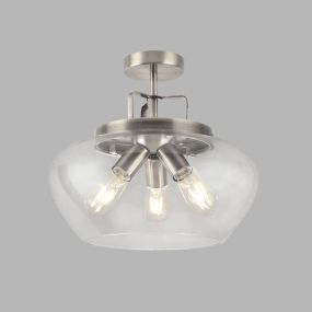 Searchlight Boule - plafonnier - Ø 40 x 36 cm - argent satiné
