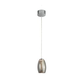 Searchlight Cyclone - lampe suspendue - Ø 11,5 x 120 cm - 6W LED inclus - chrome et verre fumé