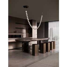 Nova Luce Ifos - lampe suspendue - 10 x 385 cm - 119W dimmable LED inclus - noir sablé et métal chromé