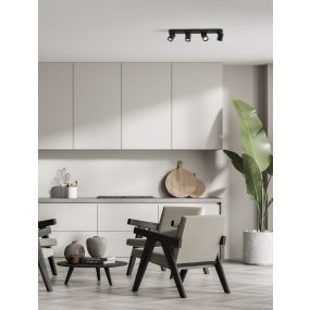 Nova Luce Amecy - spot en saillie 4L - 60 x 12,5 x 6,5 cm - noir sablé