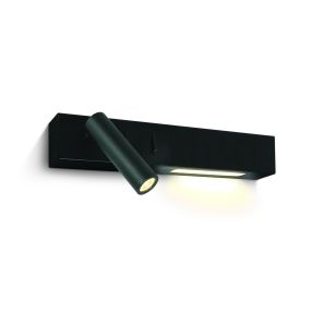 ONE Light Reading Spot - spot mural avec interrupteur - 30 x 3,5 x 5 cm - 3W + 6W LED inclus - noir