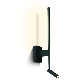 ONE Light Reading Spot - spot mural avec interrupteur - 10 x 7 x 51,5 cm - 3W + 6W LED inclus - noir