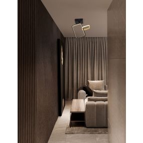 Nova Luce Imar - plafonnier - 35 x 39 x 16 cm - 30W dimmable LED inclus - noir sablé et or