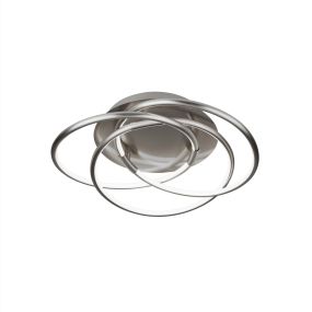 Searchlight Magic - plafonnier - Ø 48 x 14 cm - 29W LED dimmable inclus - argent satiné et blanc