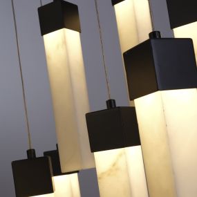 Searchlight Moonbeam - lampe suspendue - Ø 60 x 180 cm - 67W LED dimmable inclus - noir