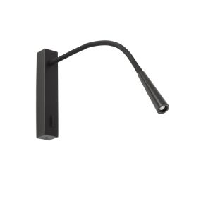 Faro Flin - applique murale avec interrupteur - 35,6 x 3,5 x 27,3 cm - 3W LED inclus - noir mat