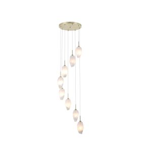 Searchlight Rocky - lampe suspendue - Ø 32 x 120 cm - laiton satiné et blanc