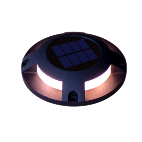 Century Italia Step Solar - projecteur de sol solaire avec capteur jour/nuit - Ø12 x 2,6 cm - 0,04W LED inclus - IP67 - noir - 3000K